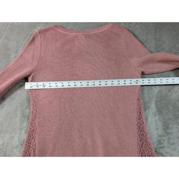 H by Halston Sweater Women’s XS Pink Wool Blend Lace Lightweight - Picture 8 of 9